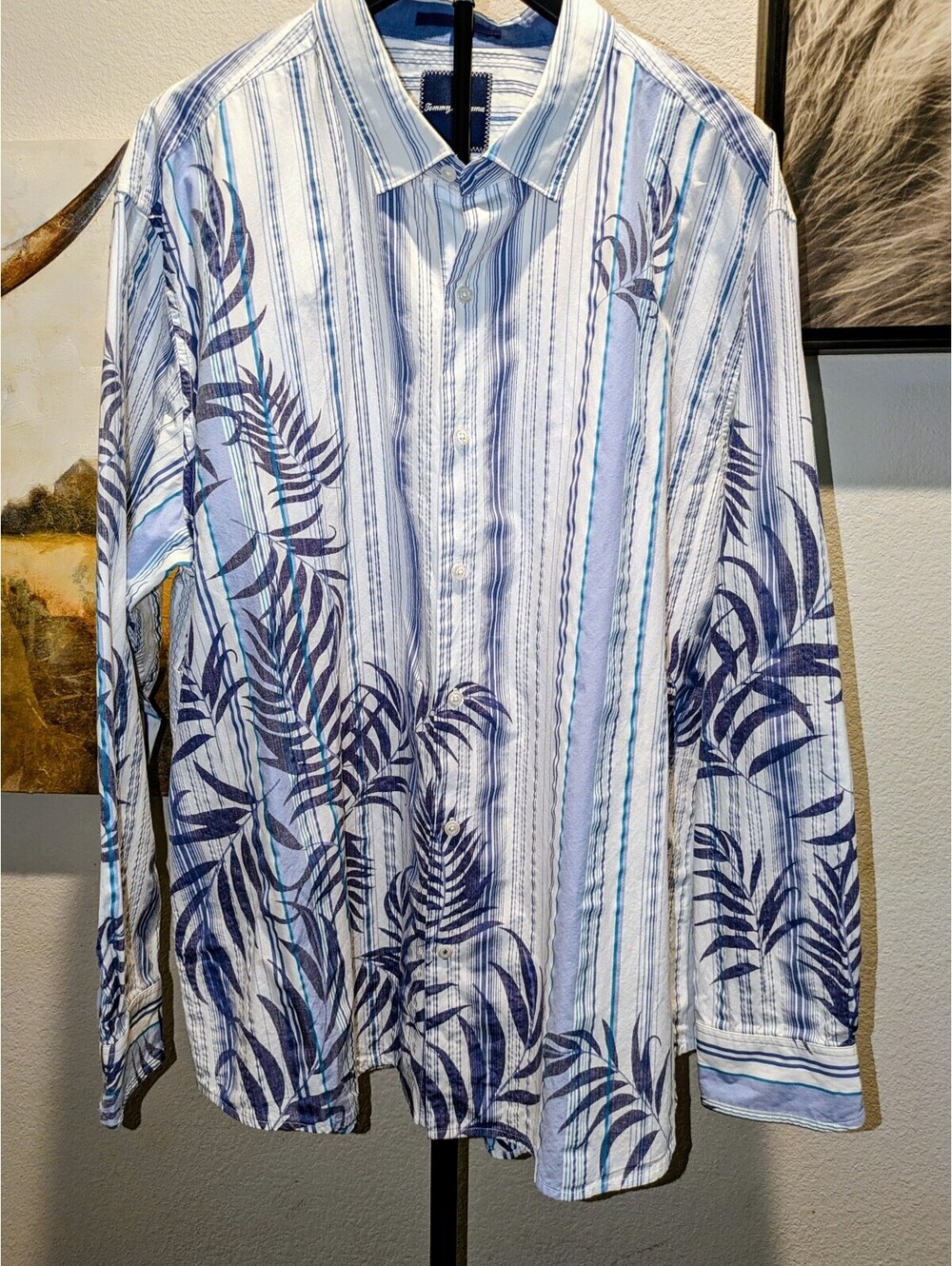 Tommy Bahama XXL Tropical Palm Striped Resort Shirt